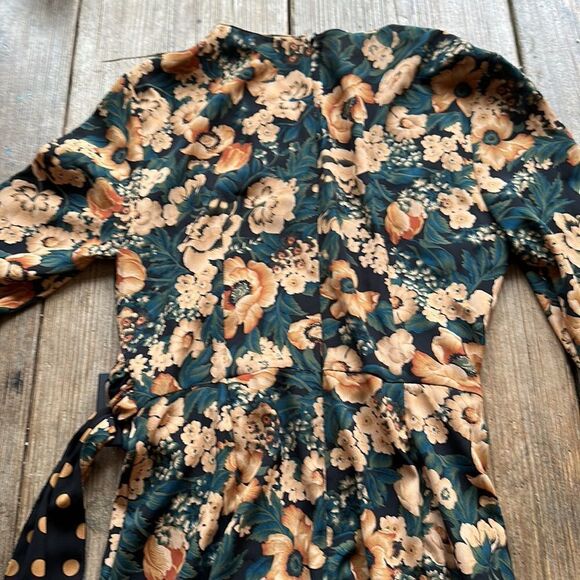 NWOT Zara Floral Polka Dot Wrap Mini Dress - Picture 8 of 11